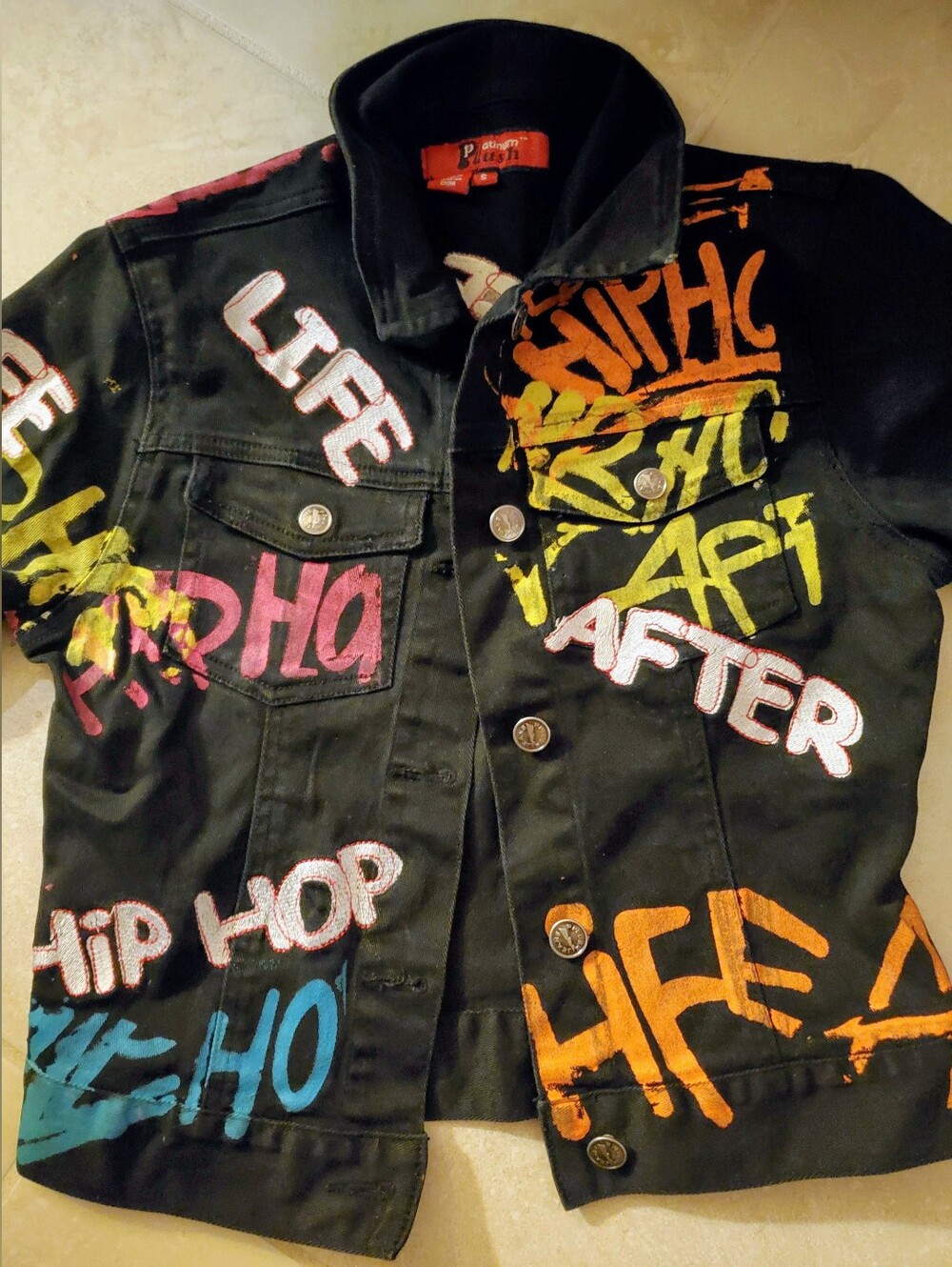 NWOT Platinum Plush Graffiti Denim Jacket & Jeans Set "Life After Hip Hop" -S